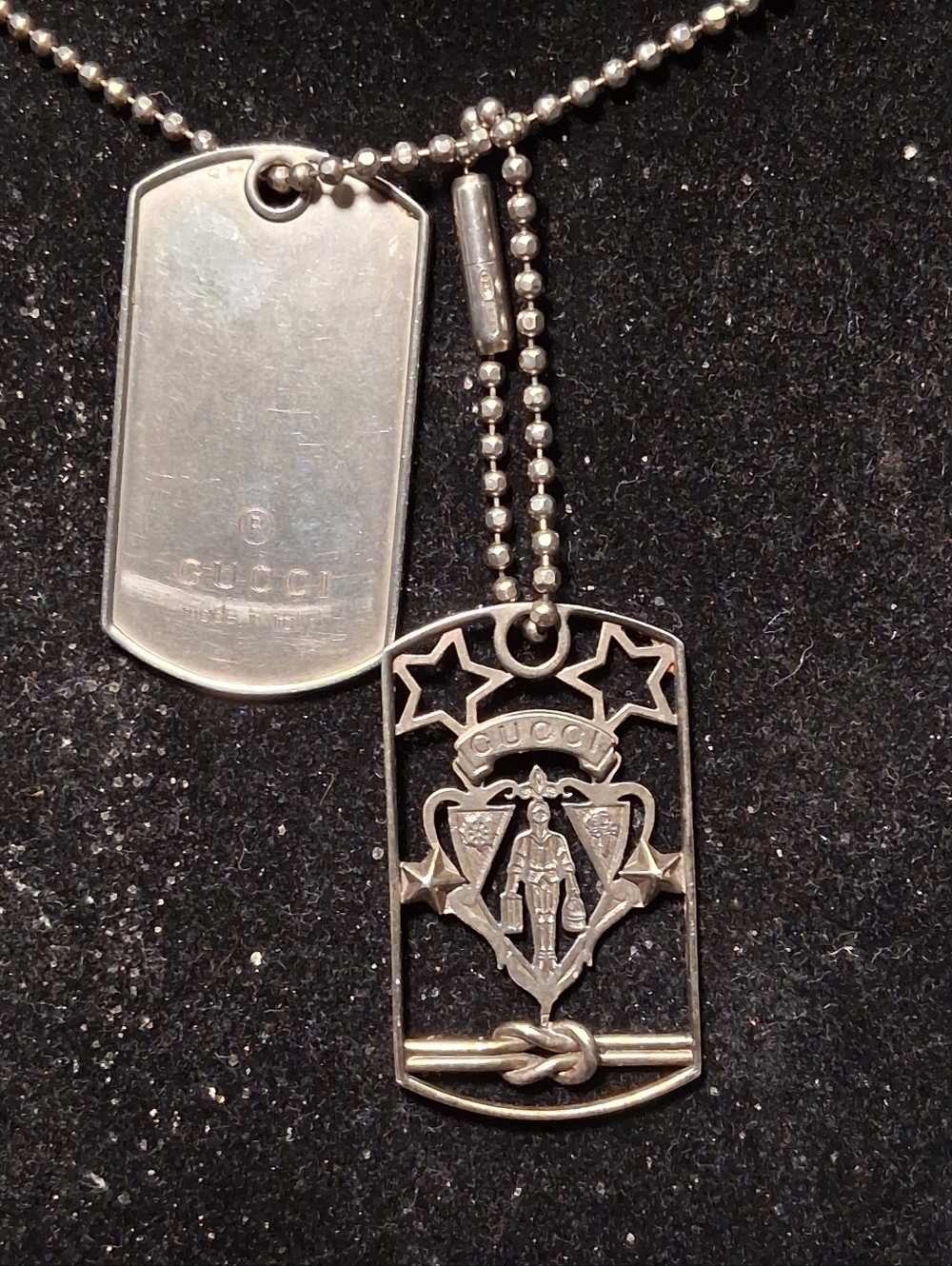 Rare  Gucci Liftboy Crest 929 ⁷Silver Dual Dog Tag Necklace - Picture 14 of 16